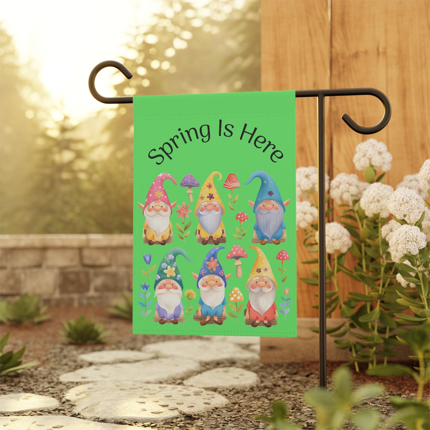 Spring Is Here Gnome Garden Flag – Decorative House & Yard Banner