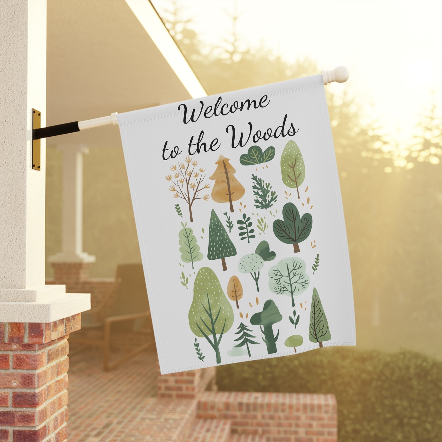 Cozy Woodland Garden & House Banner — Cute Cartoon Forest Decor