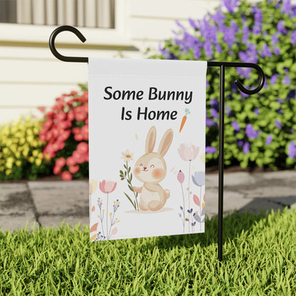 Some Bunny Is Home Easter Garden Flag — Cute Bunny Spring Yard Banner