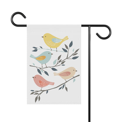Birds on Branch Garden Flag — Pastel Spring House Banner