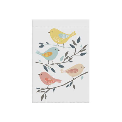 Birds on Branch Garden Flag — Pastel Spring House Banner
