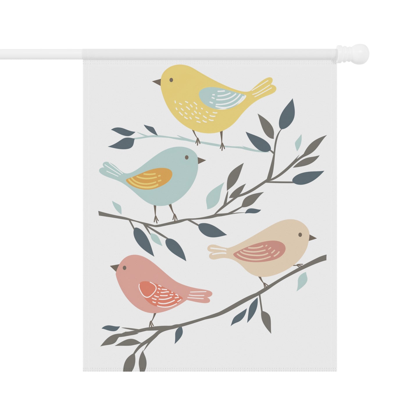 Birds on Branch Garden Flag — Pastel Spring House Banner